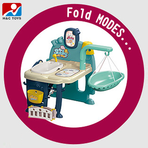 Juego de Juguetes de Simulación para el Cuidado del Bebé, Mesa de <span class=keywords><strong>Baño</strong></span> y Vestidor con <span class=keywords><strong>Hamaca</strong></span>, Cuna de Simulación, Mesa de Alimentación, 73 Piezas para Niños - Product Image 4