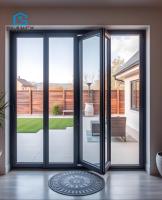 Porte pliante en aluminium certifiée CE, résistante au vent et à l'eau, double vitrage, pour villa, jardin, extérieur, porte accordéon