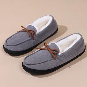 Chaussons d'intérieur confortables en coton à semelle épaisse style printemps pour couples, avec doublure en cachemire, vente directe usine - Product Image 3