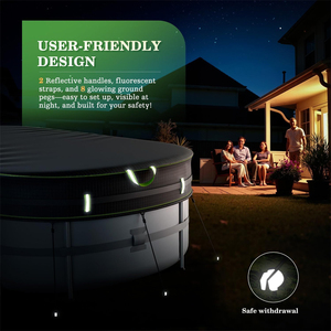 <span class=keywords><strong>Copertura</strong></span> Ovale Impermeabile per <span class=keywords><strong>Piscina</strong></span> Fuori Terra 10x16 FT Personalizzata con Strisce Riflettenti, 2 Maniglie e Picchetti Luminosi - Offerta Speciale - Product Image 5
