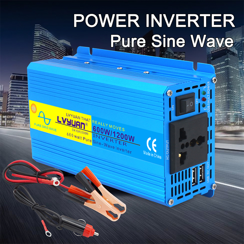 Lvyuan 1200W 2400W Pure Sine Wave Power Inverter DC 12V to AC 220V EU Socket With LCD Display Inversor De Corriente
