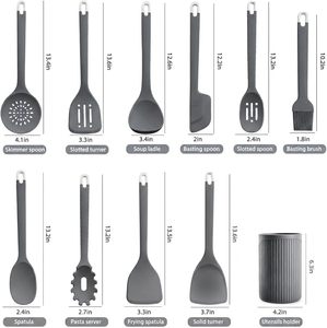 Ensemble d'ustensiles de cuisine en silicone de qualité supérieure, résistant aux hautes températures, avec spatule, cuillère à soupe et outils de cuisson - Product Image 3