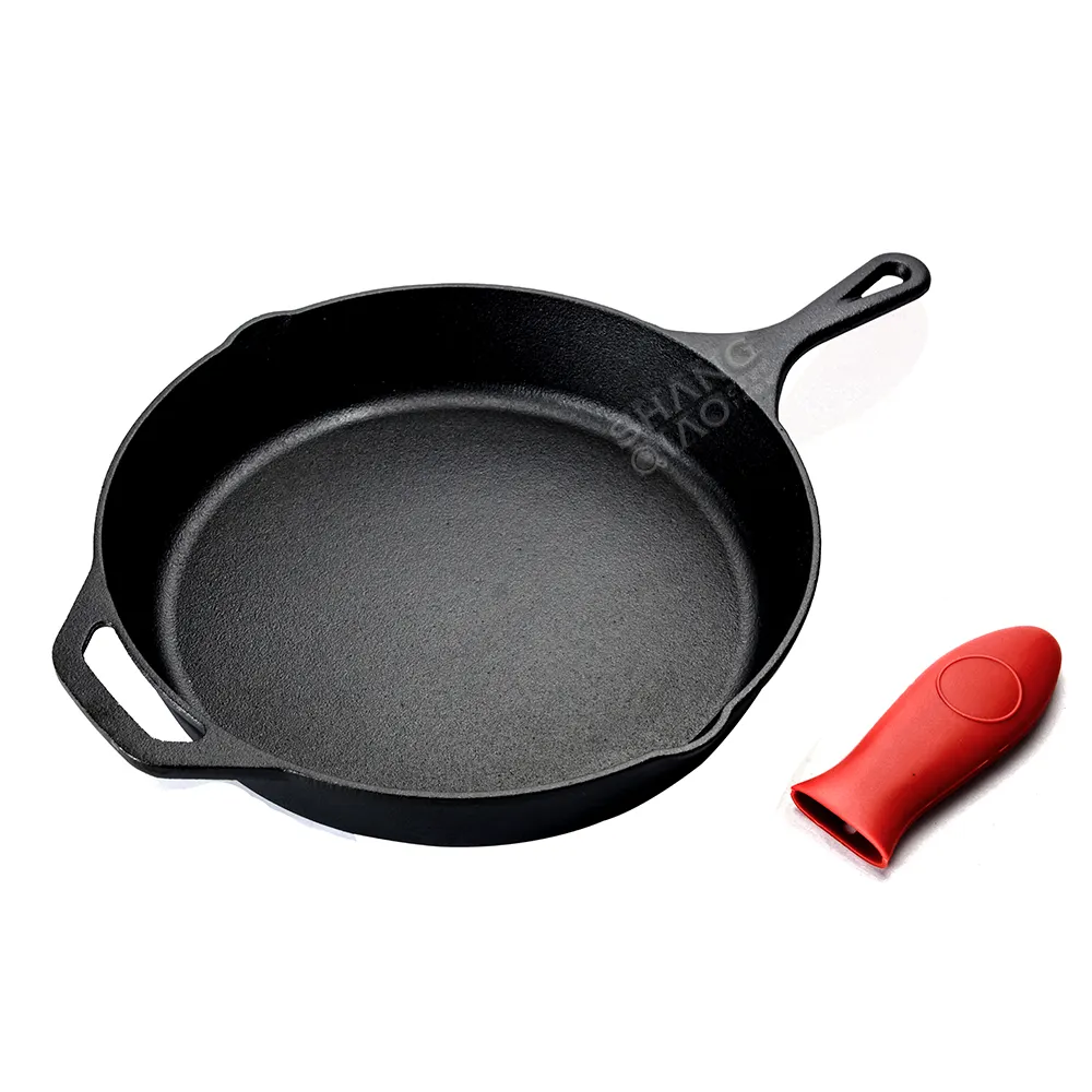 12 Inch Voorgekruide Gietijzeren Koekenpan Koekenpan Non-Stick Gietijzeren Braadpan