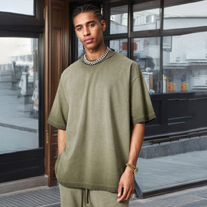 เสื้อยืดผู้ชายทรงโอเวอร์ไซส์พร้อมโลโก้ออกแบบได้ตามต้องการ - Product Image 1