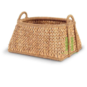 Cesta de lavandería redonda y alta, cestas de almacenamiento de jacinto de agua tejidas a mano con tapa, variedad de colores de HNH Craft Factory - Product Image 6