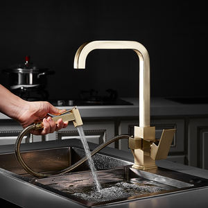 Grifo de cocina moderno de una sola manija en oro cepillado Instalación de un solo orificio con bidé extraíble Válvula de cerámica Núcleo Aerosol lateral - Product Image 2