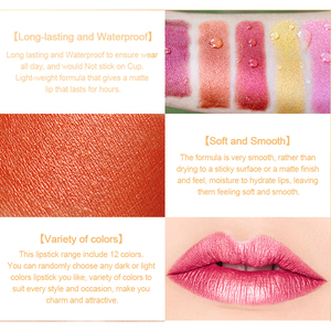 Base de lápiz labial hidratante sin gluten de larga duración, barra de maquillaje de cigarrillo resistente al agua sin transferencia con ingredientes <span class=keywords><strong>herbales</strong></span> - Product Image 3
