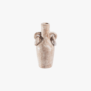 Jarrón de cerámica rústico antiguo con asa de doble anillo, con acabado de piedra desgastada, 100% hecho a mano - Product Image 1