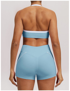 Soutien-gorge de yoga à col croisé plissé, dos élégant, respirant, en nylon, couleur unie, pour la course et le sport - Product Image 6