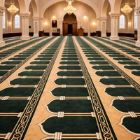 Tapis de prière personnalisé pour mosquée, tapis islamique en polyester, nylon et laine avec support en grille PP pour salle de prière musulmane