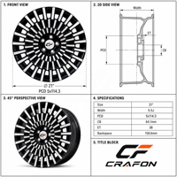 Jantes forgées monobloc CF 21 22 pouces 5x108 PCD 63.4 CB pour voitures particulières, compatibles avec les jantes de performance Zeekr 001