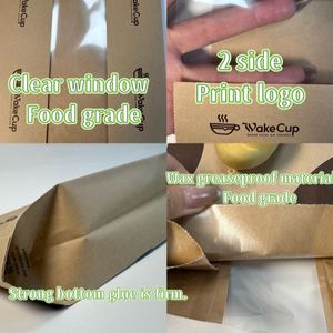 ถุงใส่ขนมปังกระดาษคราฟท์พร้อมช่องหน้าต่างด้านข้างสำหรับใส่ขนมปังปิ้งขนมปังสีน้ำตาลบรรจุภัณฑ์เบเกอรี่ - Product Image 3