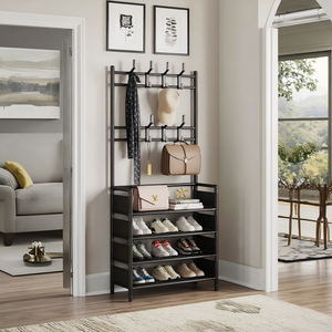 Zapatero Metálico de 4 Niveles Fácil de Montar con Ganchos, Multiusos para Entrada y Armario, Venta al Por Mayor - Product Image 3