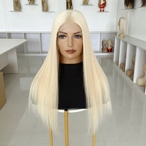 Peluca de Cabello Europeo Rubio al por Mayor con Frente de Encaje, Pelucas de Cabello Humano 100% sin Pegamento para Mujeres Blancas # 60 - Product Image 1
