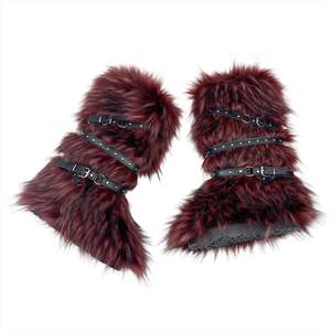 סקסי עליון נמוך נשים שלג מגפיים בסגנון חדש סגנון צלב-רצועה אבזם פרווה נשים ארוך מגפיים חם mongolian פרווה מגפי לנשים - Product Image 6