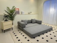 Canapé-lit convertible en tissu compressible avec support lombaire et accoudoirs – Design moderne et écologique pour appartement, hôtel, villa