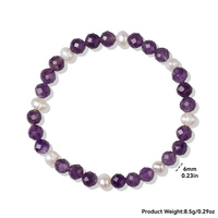 Bracelet en pierres précieuses naturelles Amazonite et Aigue-marine de 6 mm, perles rondes facettées, avec perle d'eau douce