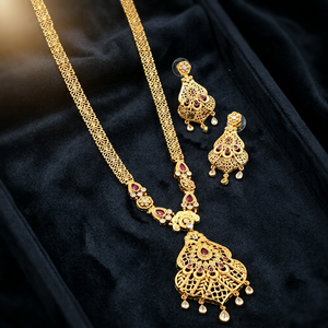 Wholesale 14K 18K 24K Micro Gold Fashion <b>Long</b> <b>Necklaces</b>, Traditional <b>Long</b> Jewelry Set, Micro Gold Floral Design <b>Long</b> Jewelry Set - Product Image 5