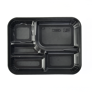 boîte à déjeuner bento à emporter, compartiment à 2 ou 3 parties, conteneurs à base <span class=keywords><strong>noire</strong></span> avec couvercles - Product Image 3