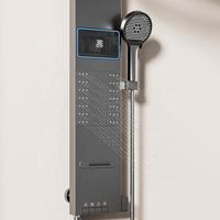 Nouvelle Mitigeuse de Douche Murale en Céramique à Double Poignée, Pommeau de Douche Pluie Gris Anthracite Brossé, Ensemble de Douche Cascade Moderne