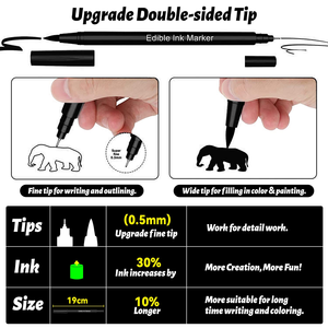 <span class=keywords><strong>Rotuladores</strong></span> <span class=keywords><strong>comestibles</strong></span> negros para decoración de galletas Bolígrafos <span class=keywords><strong>comestibles</strong></span> de punta extra fina de doble cara para decoración de hornear - Product Image 4