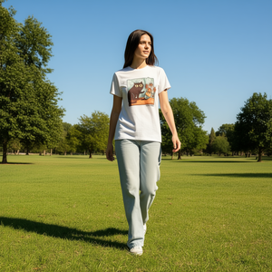 T-shirt artistica con gatto, bianca, unisex, abbigliamento casual - Product Image 3