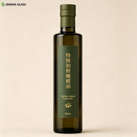Botol Minyak Zaitun Kaca Hijau Tua 250ml 500ml 750ml Custom, Label Cetak OEM, Wadah Minyak Masak Kaca Food Grade