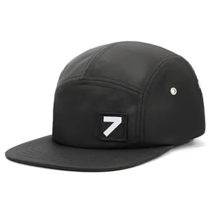 Best Sale Well Designed Adult 5 Panel Black Unstructured Woven Patch Quick Dry Sport Snapback Hat Cap For Wholesale