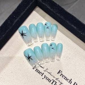 Nuevo Producto Lanzado, Miyi Purple Star Dreamful Shooting Star Aurora, <span class=keywords><strong>Uñas</strong></span> Postizas Retro <span class=keywords><strong>en</strong></span> Tono Morado <span class=keywords><strong>Gris</strong></span>áceo, Hechas a Mano - Product Image 4