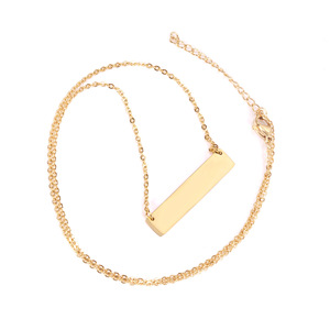 Collar Geométrico de Acero Inoxidable, Largo y Sencillo, Regalo para Parejas, Diseño de Barra Horizontal, Color Plata y Oro - Product Image 2