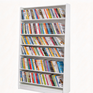 Yiree Maßgefertigter Mehrstöckiger Holz-Metall Weißer Vertikaler Comic- und Zeitschriftenständer für Schulbibliotheken - Product Image 4