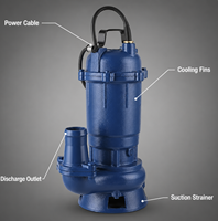 Pompa Air Kotor Submersible Seri WQD 1.5HP, Bodi Besi Cor Duktil, Debit 10m/h, Pompa Air Kotor Kecil untuk Drainase Industri dan Domestik