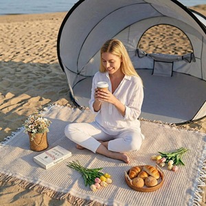 Outdoor Quick-Setup Tent Sun Protection Windproof 1000mm Waterproof No Assembly Required <strong>Beach</strong> Picnic Shade Single-Layer - Product Image 4