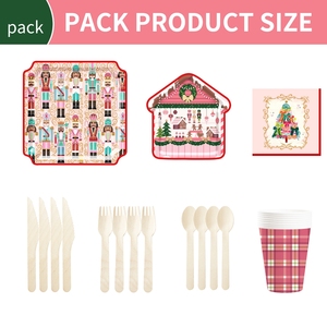 DAMAI Christmas Customized Nutcracker <b>Pattern</b> Party Tableware Set Disposable Christmas <b>Paper</b> Plaid Plate Cup Napkins Decoration - Product Image 3