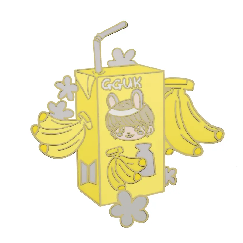 Kunshan — épingle à revers en forme de boîte, 1 pièce, badge lait banane, en émail dur
