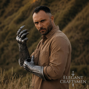 Elegantes Guantes Medievales de Acero con Púas en los Dedos, Chapados en Níquel Negro, Estilo Antiguo, Armadura Coleccionable - Product Image 1