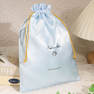 Luxury Fashion Custom Logo Printed Silk Satin Drawstring <b>Bag</b> for <b>Hat</b> Cloth Hair Wigs Watch Handle Dust Party Gift Package - Product Image 2