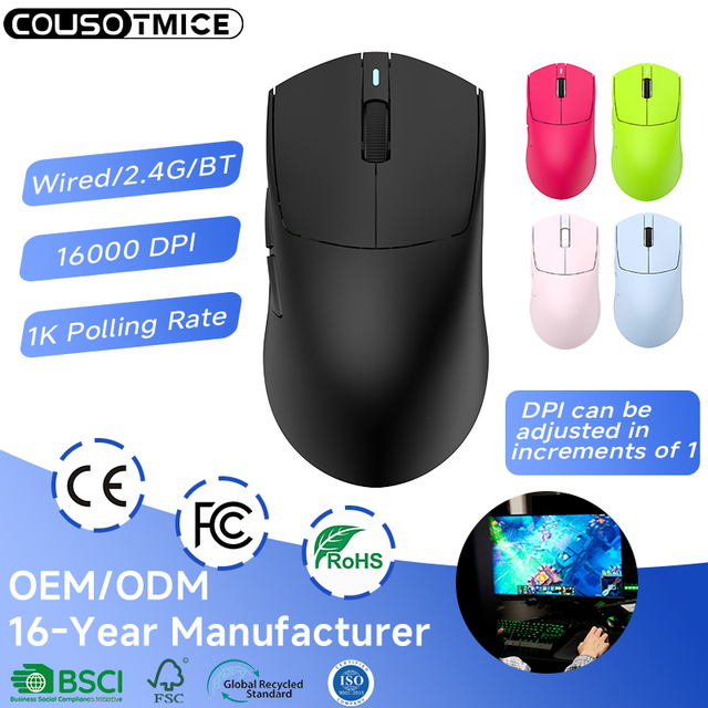 Hot Sale E-sports Grade Ultralight Wireless Gaming Mouse 56g Lightweight 16000DPI Optical Sensor Programmable Gaming Mouse