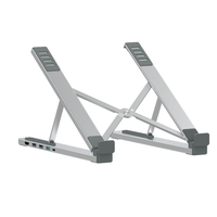 Support Multifonctionnel Stable avec Station d'Accueil USB Pliable et Réglable en Hauteur pour Ordinateur Portable et Tablette – Idéal Maison et Bureau