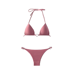 Conjunto de Bikini HDJ Rosa, Traje de Baño de Dos Piezas con Tiras y Tanga, Ropa de Playa Elástica para Mujer, Tallas 46, 48, 50, 52 - Product Image 1