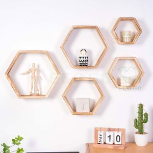 <span class=keywords><strong>Étagère</strong></span> hexagonale <span class=keywords><strong>murale</strong></span> en bambou pour chambre, bureau, salon, finition <span class=keywords><strong>bois</strong></span> <span class=keywords><strong>flotté</strong></span> - Product Image 1