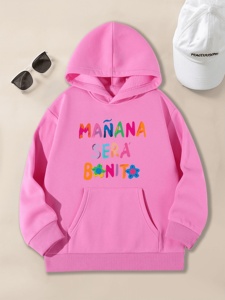 Sudadera con Capucha para Niñas Adolescentes, Diseño de Letras de Dibujos Animados, Suave y Cómoda, Manga Larga, Estilo Casual, a la Moda - Product Image 2