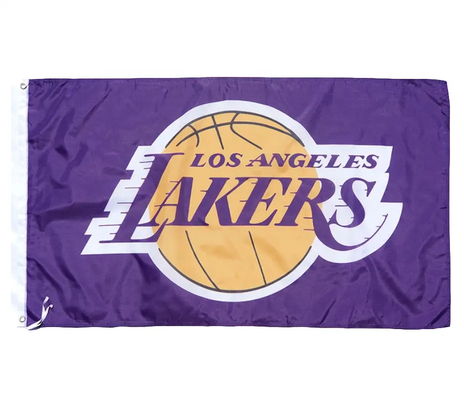 % 100% Polyester çift/tek taraflı bayraklar NBA takım bayrakları LAKERS bayrakları