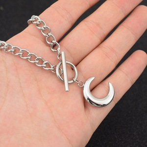 Hot Selling Exquisite <b>Titanium</b> Steel OT Buckle Moon Pendant Necklace Silver Plated Unisex's Necklaces Wholesale Jewelry Trendy - Product Image 1