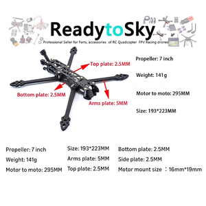 Kit de Marco de Dron de Fibra de Carbono de Alta Resistencia de 7 Pulgadas para Quadcopter FPV LR, para Vuelos de Larga Distancia - Product Image 3