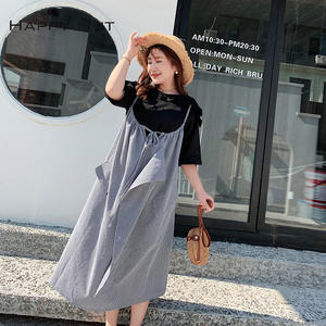 Vestido de verano para mujer de talla grande Happy Hut, vestido con tirantes y cuello redondo en contraste de color, N7079 - Product Image 3