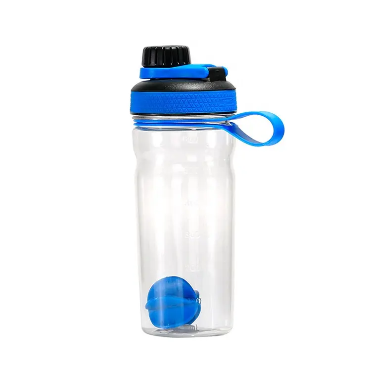 पीपी 600ml रिसाव प्रूफ स्पष्ट प्लास्टिक खेल की बोतल के साथ जिम प्रोटीन प्रकार के बरतन बोतल मिश्रण गेंद