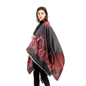 冬の暖かいセーターカシミアショールスカーフ女性ソフトニットポンチョ