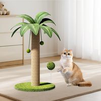 Griffoir pour chat moderne et durable en forme de cocotier, avec corde en sisal, interactif, doux, imperméable, base large et balles suspendues, pour tous les chats