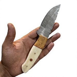 Cuchillo de hoja fija Drop Point de acero de Damasco con mango de madera Pakka azul, garantía de 3 años, personalizable DIY - Product Image 3